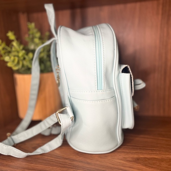 Light Blue Mini Backpack Purse for Women, Bowknot Leather Backpack Purse - Picture 7 of 9